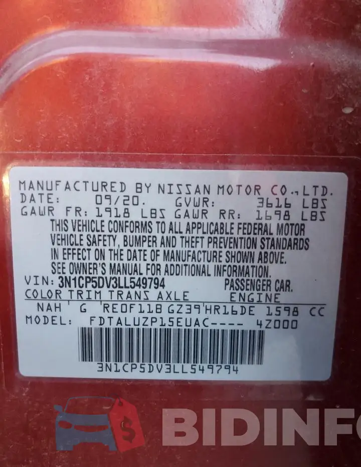 3N1CP5DV3LL549794 Photo# 13