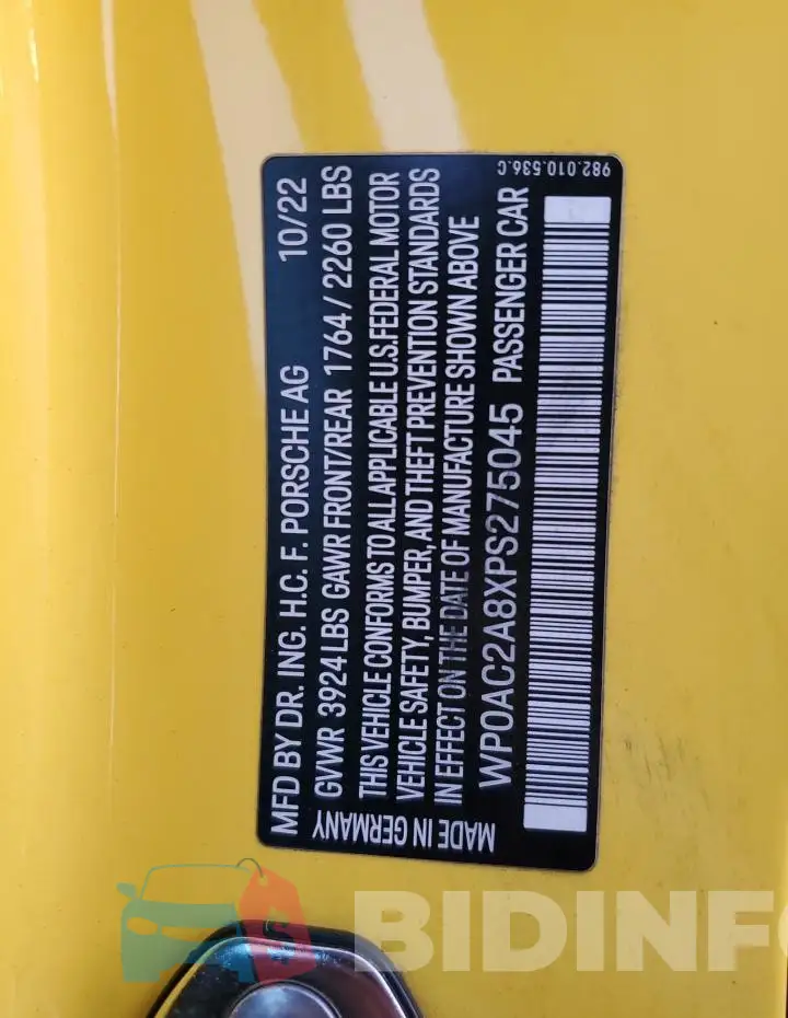 WP0AC2A8XPS275045 Photo# 12