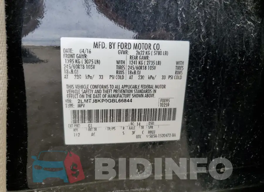 2LMTJ8KP0GBL66844 Photo# 13