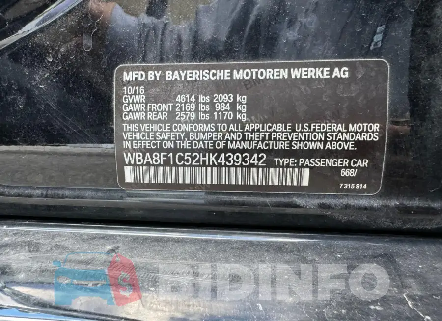 WBA8F1C52HK439342 Photo# 10