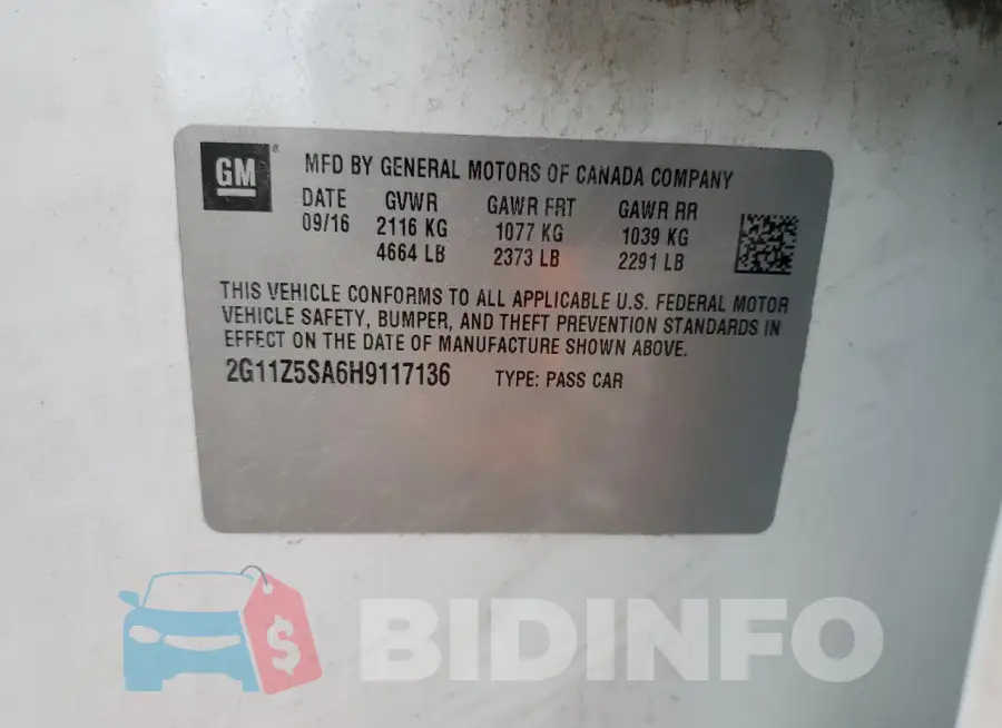 2G11Z5SA6H9117136 Photo# 12