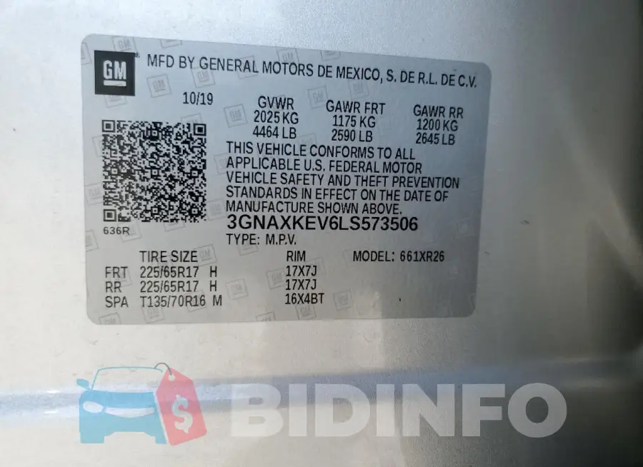 3GNAXKEV6LS573506 Photo# 14