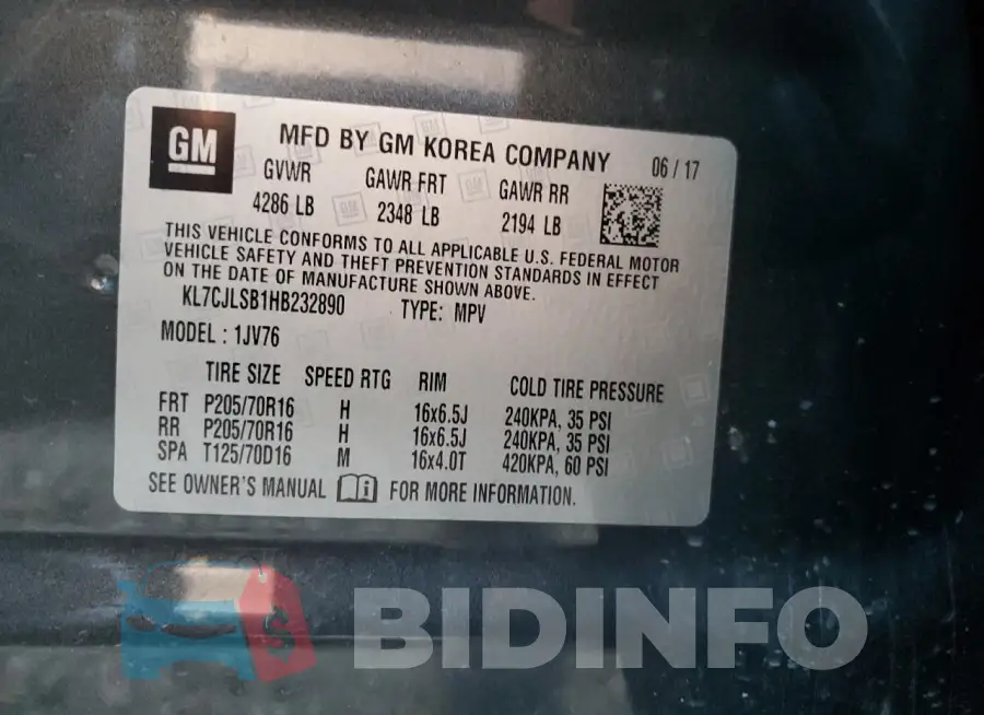 KL7CJLSB1HB232890 Photo# 12