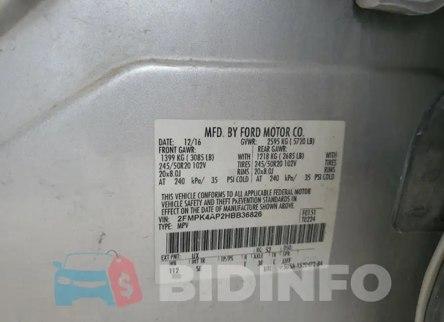 2FMPK4AP2HBB36826 Photo# 13