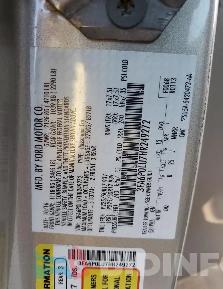 3FA6P0LU7HR249272 Photo# 12