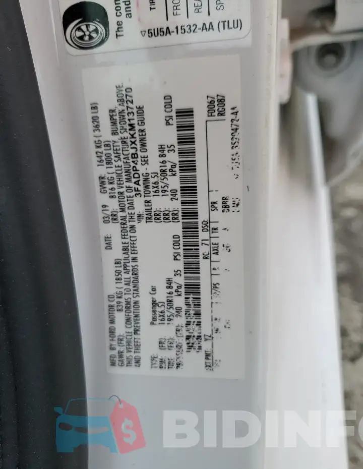 3FADP4BJXKM137270 Photo# 12