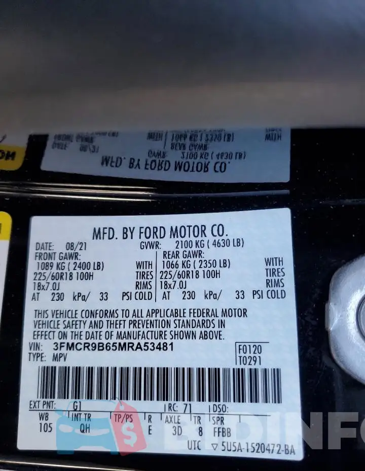 3FMCR9B65MRA53481 Photo# 14