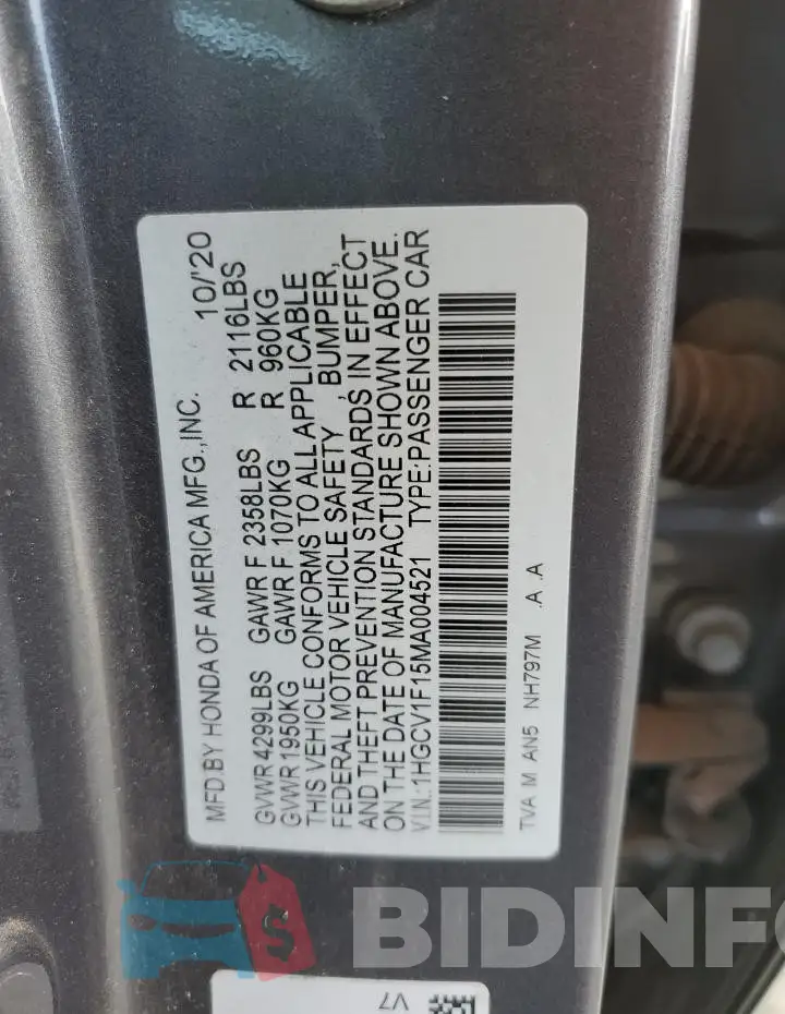 1HGCV1F15MA004521 Photo# 12