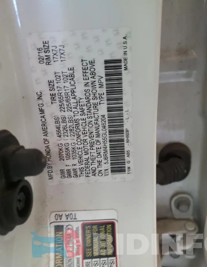 5J6RM4H55GL046204 Photo# 13