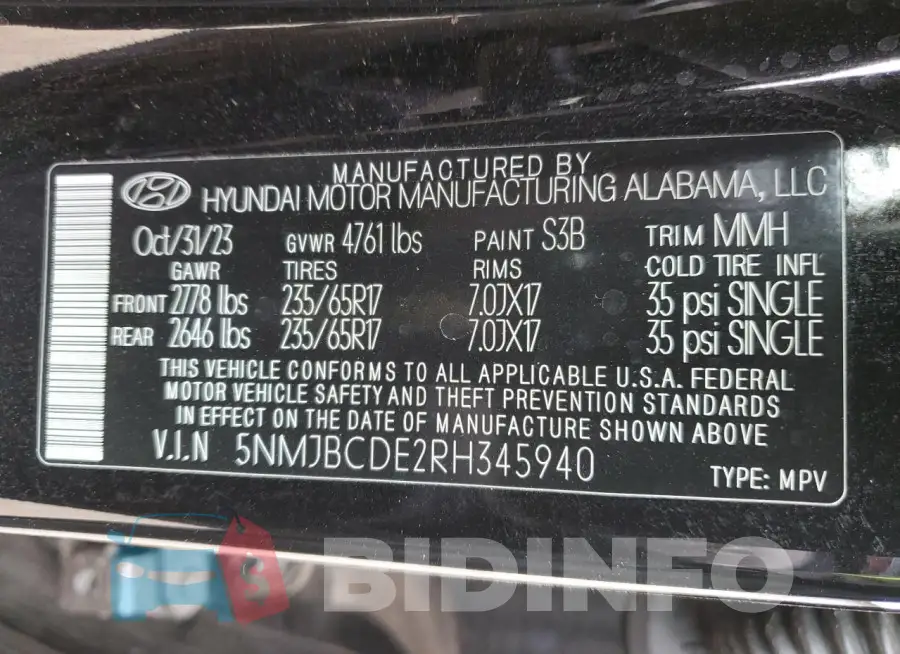5NMJBCDE2RH345940 Photo# 13