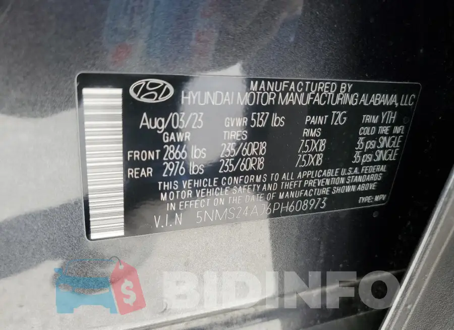 5NMS24AJ6PH608973 Photo# 13
