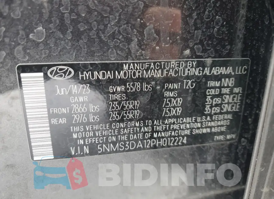 5NMS3DA12PH012224 Photo# 14