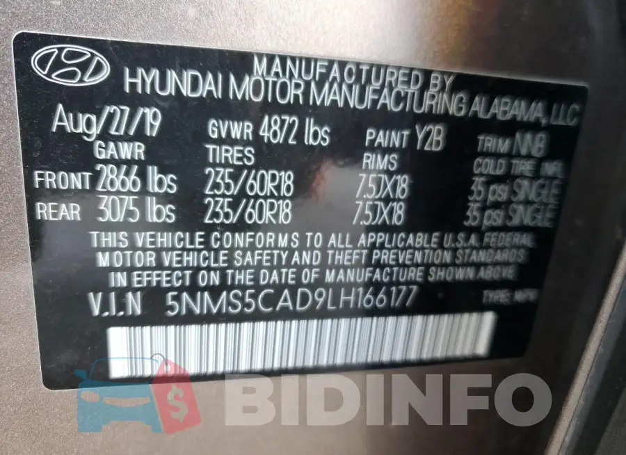 5NMS5CAD9LH166177 Photo# 13
