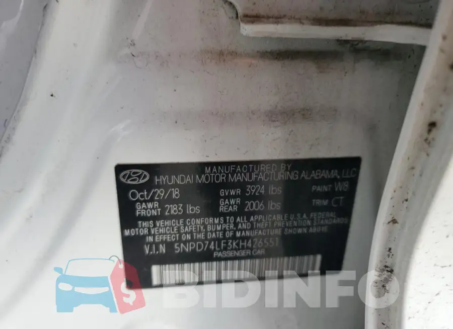 5NPD74LF3KH426551 Photo# 12