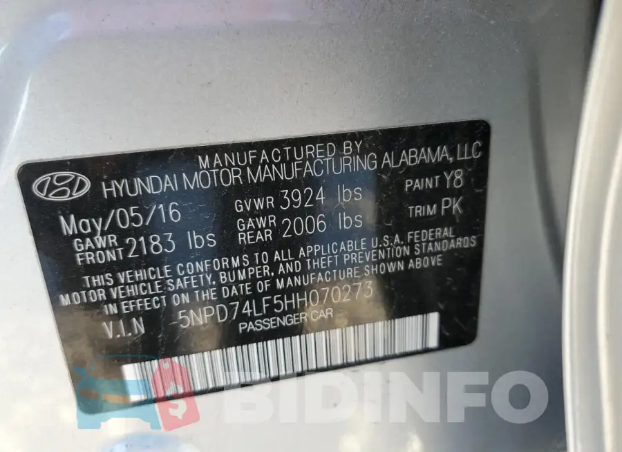 5NPD74LF5HH070273 Photo# 12