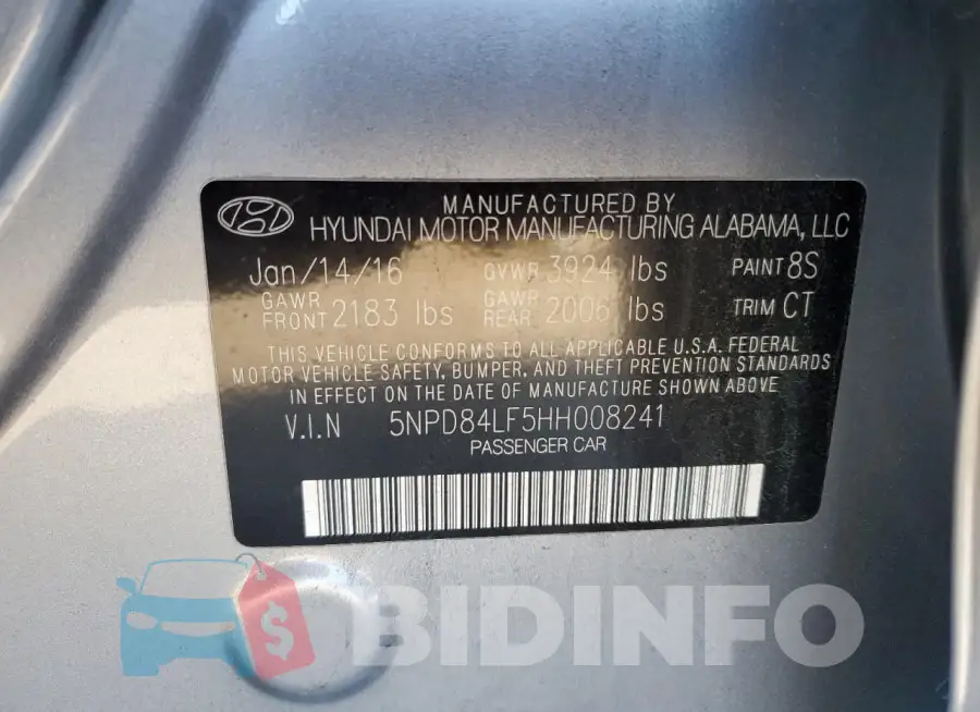 5NPD84LF5HH008241 Photo# 12