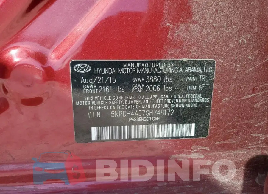 5NPDH4AE7GH748172 Photo# 12