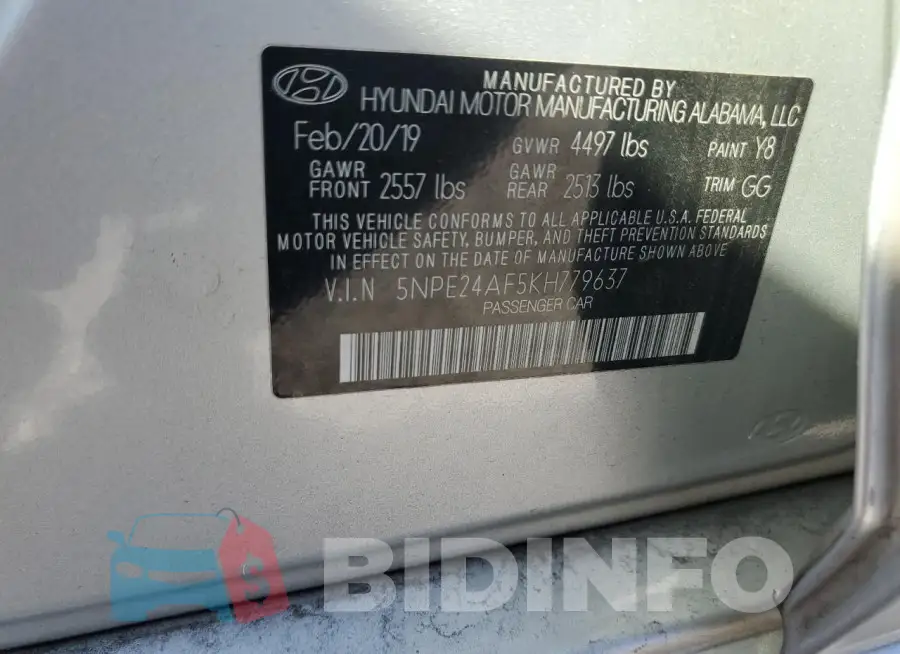 5NPE24AF5KH779637 Photo# 13