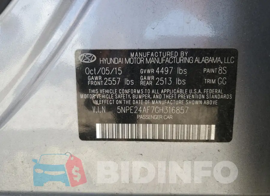 5NPE24AF7GH316857 Photo# 12