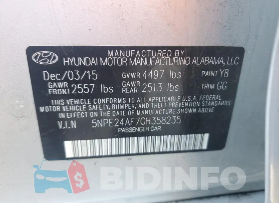 5NPE24AF7GH358235 Photo# 12