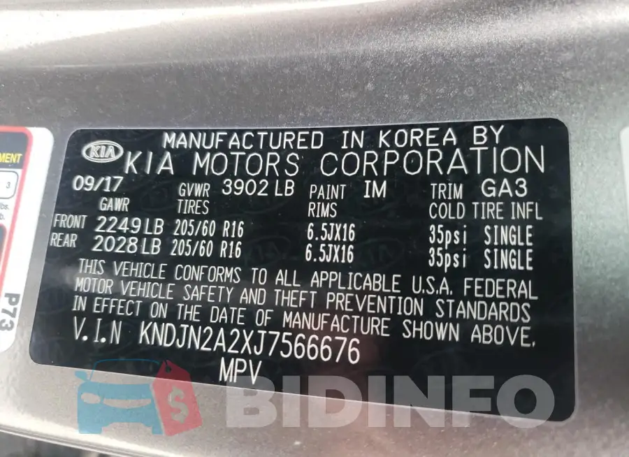 KNDJN2A2XJ7566676 Photo# 13