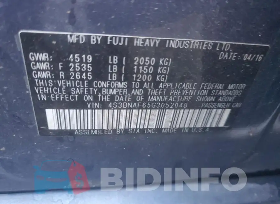 4S3BNAF65G3052048 Photo# 12