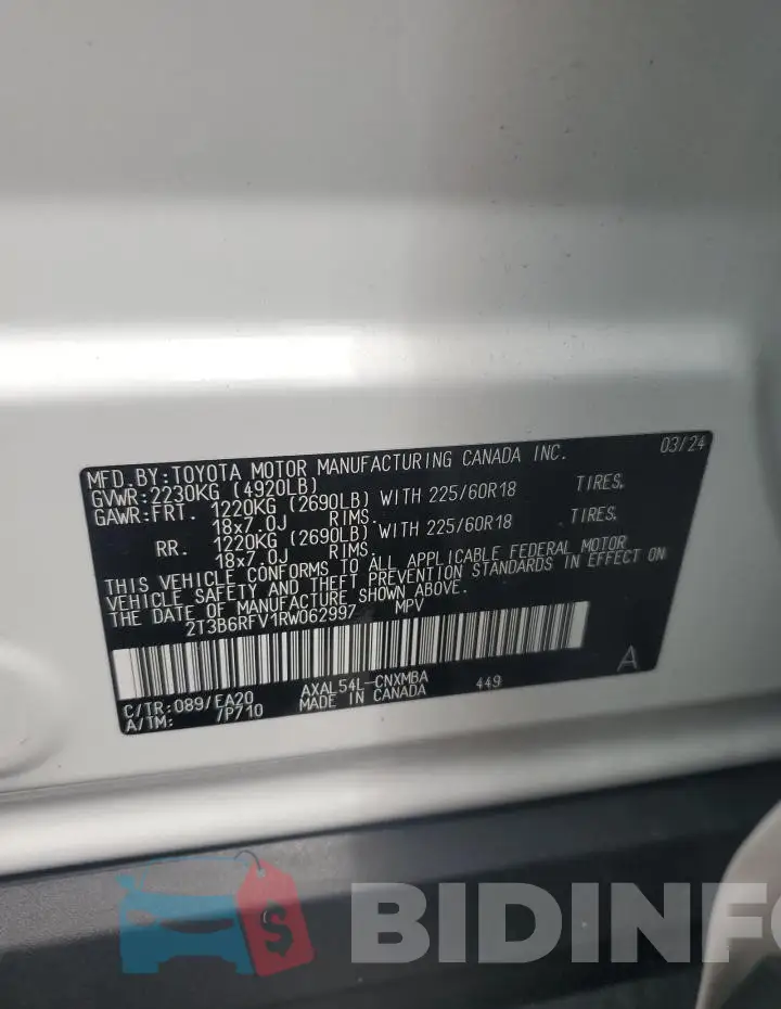 2T3B6RFV1RW062997 Photo# 13