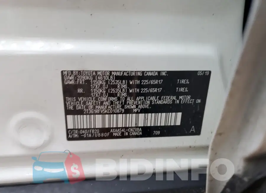 2T3G1RFV5KC010879 Photo# 13