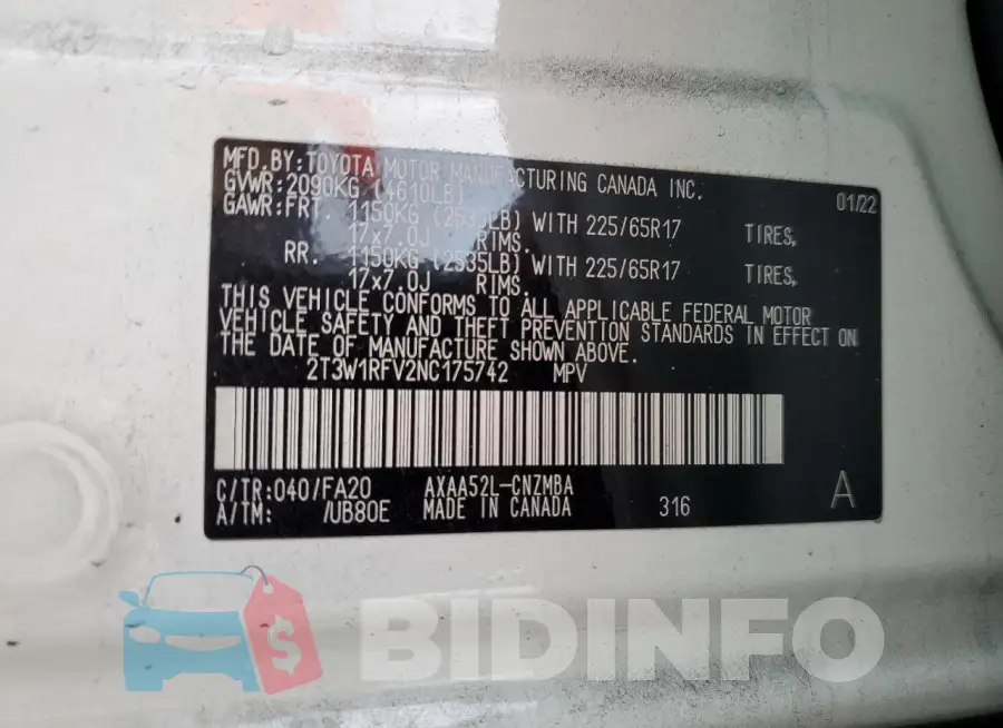 2T3W1RFV2NC175742 Photo# 12