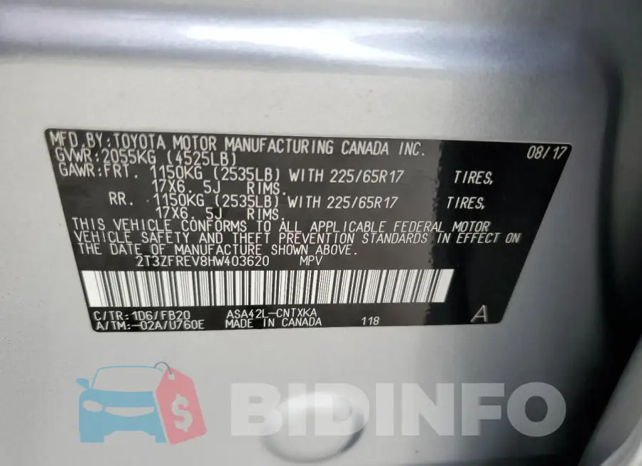 2T3ZFREV8HW403620 Photo# 13