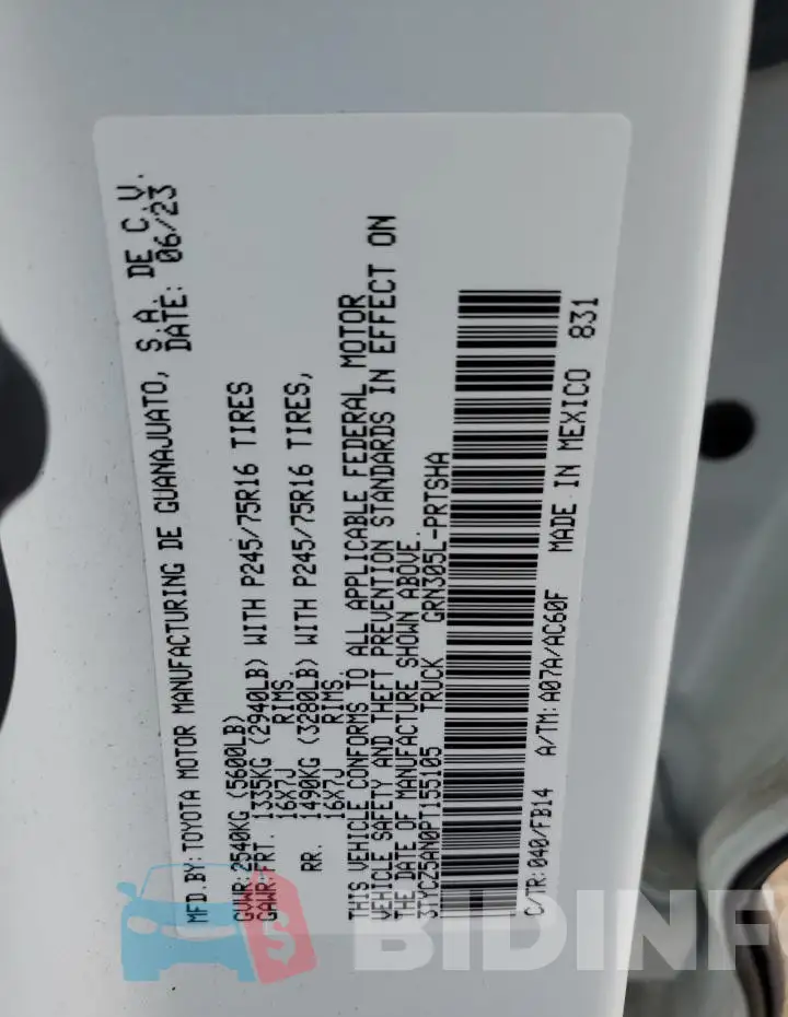 3TYCZ5AN0PT155105 Photo# 12