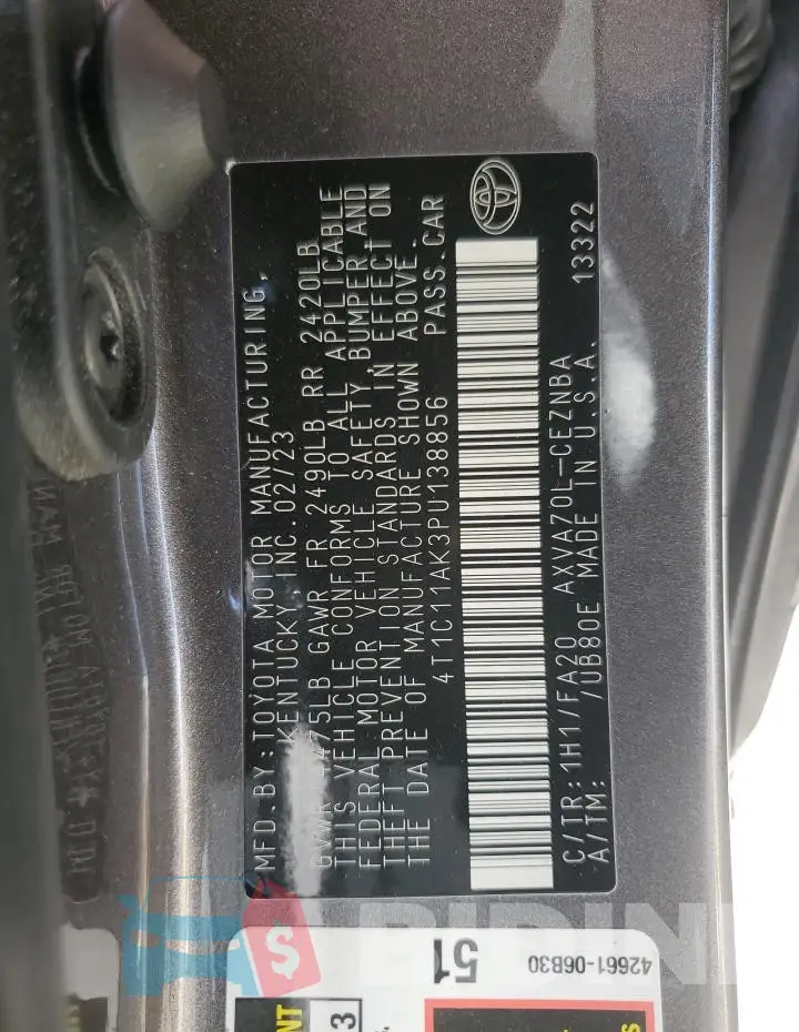 4T1C11AK3PU138856 Photo# 12