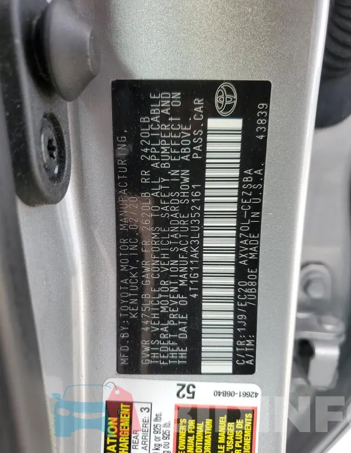 4T1G11AK3LU352161 Photo# 12