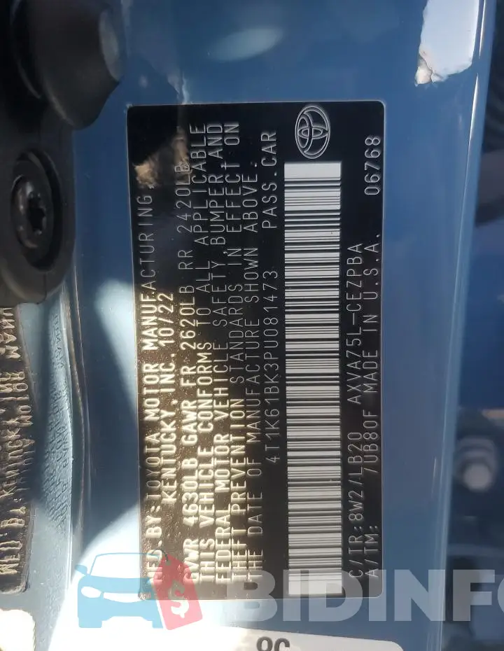 4T1K61BK3PU081473 Photo# 12