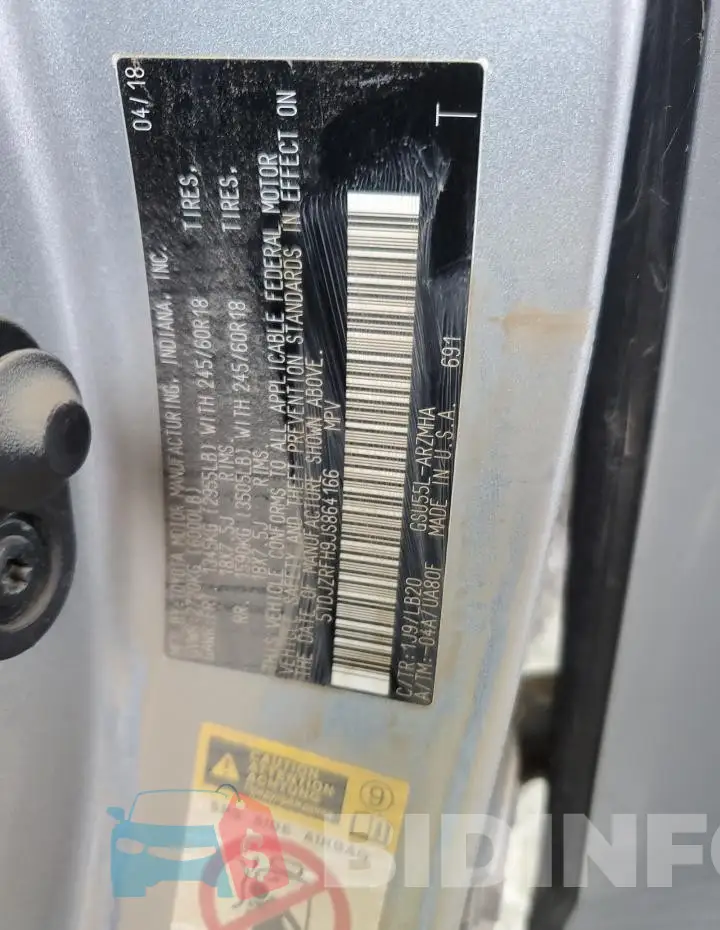 5TDJZRFH9JS864166 Photo# 13