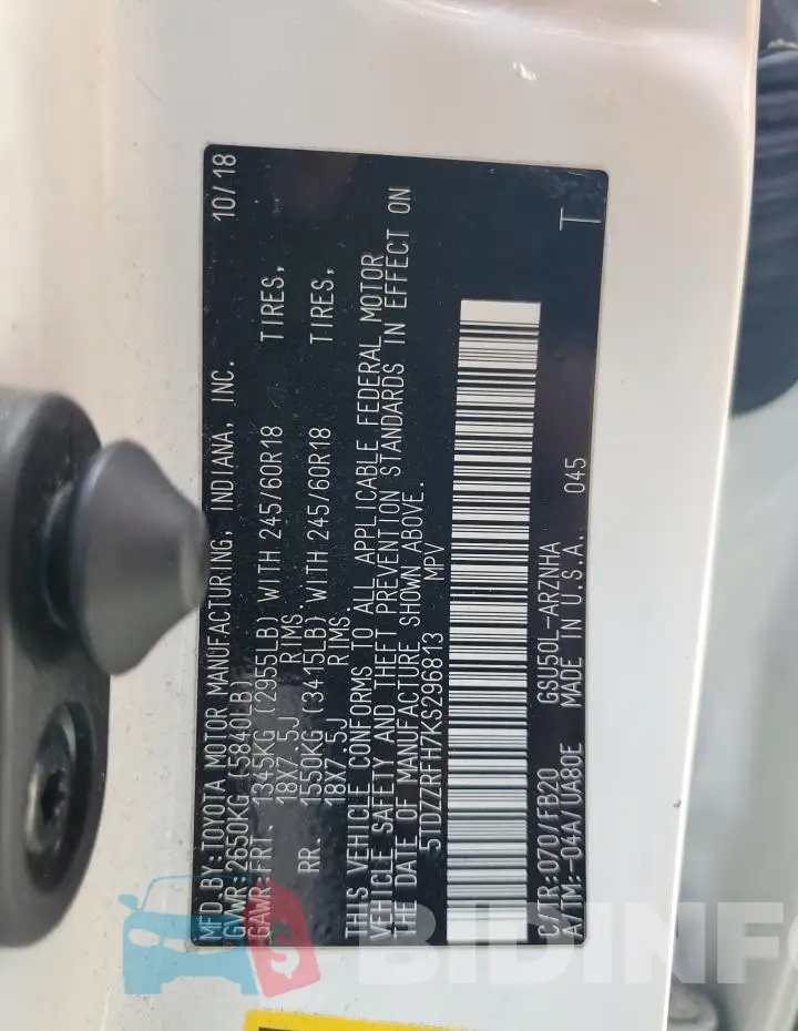 5TDZZRFH7KS296813 Photo# 14