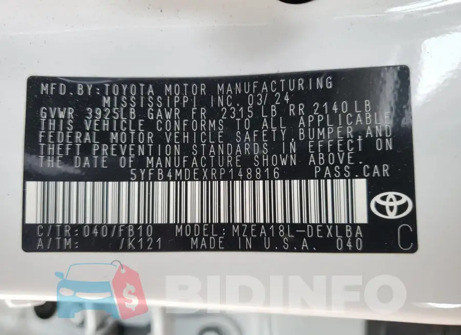 5YFB4MDEXRP148816 Photo# 12
