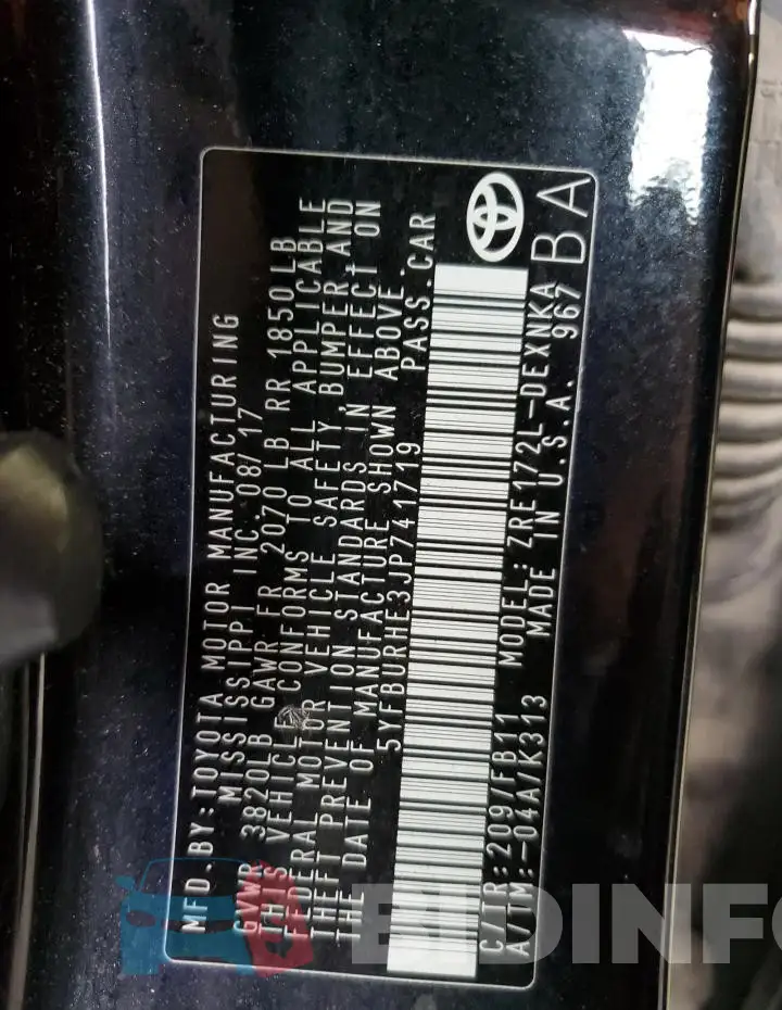 5YFBURHE3JP741719 Photo# 13