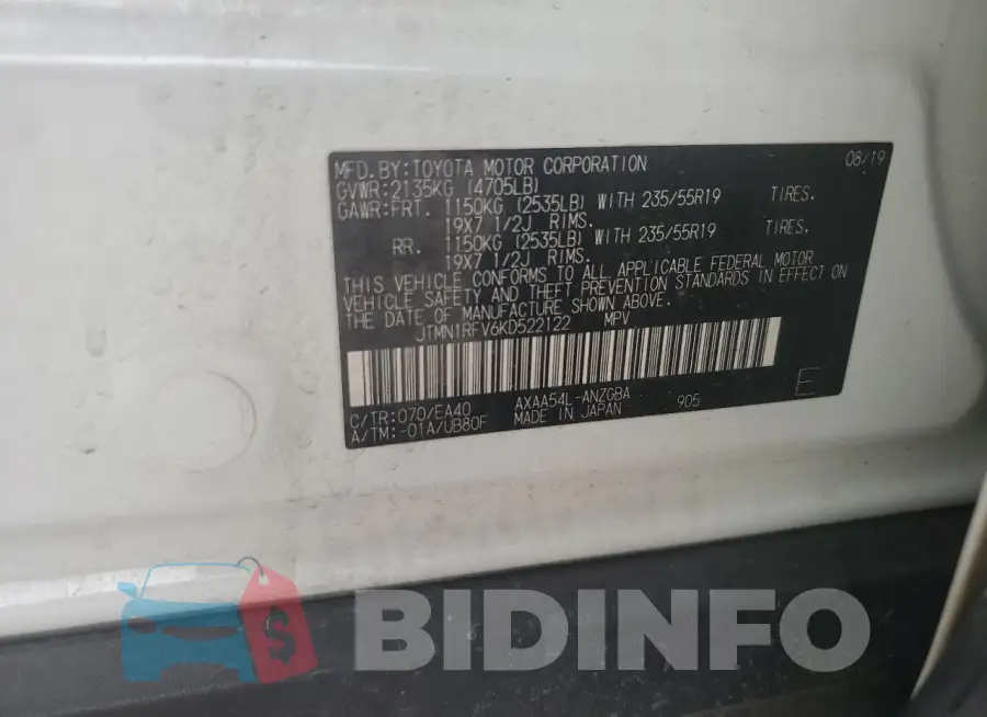 JTMN1RFV6KD522122 Photo# 13