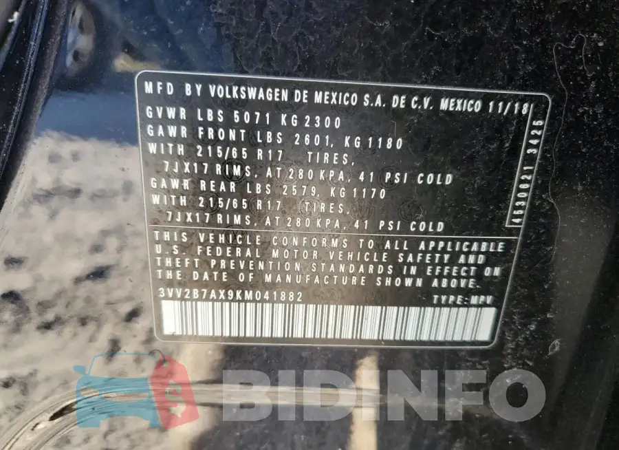 3VV2B7AX9KM041882 Photo# 14