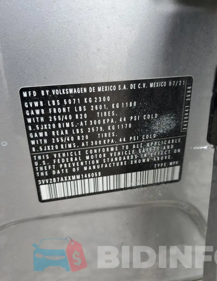 3VV2B7AXXMM146059 Photo# 13