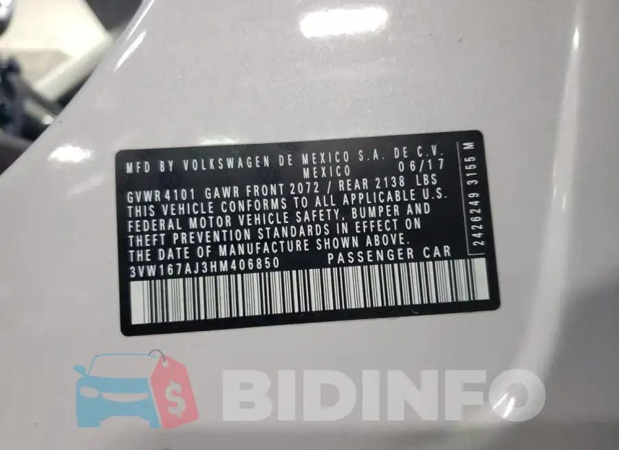 3VW167AJ3HM406850 Photo# 12