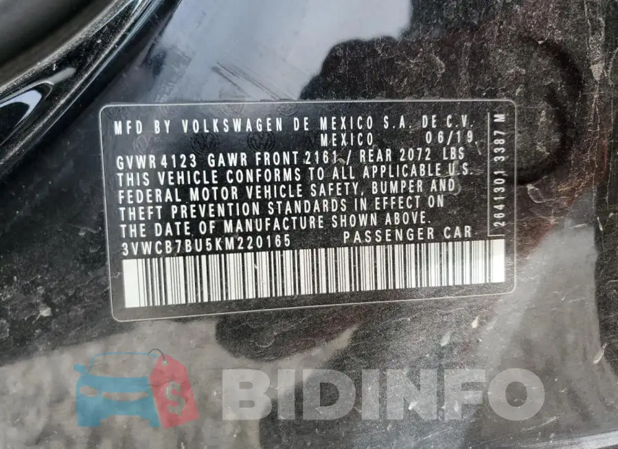 3VWCB7BU5KM220165 Photo# 12
