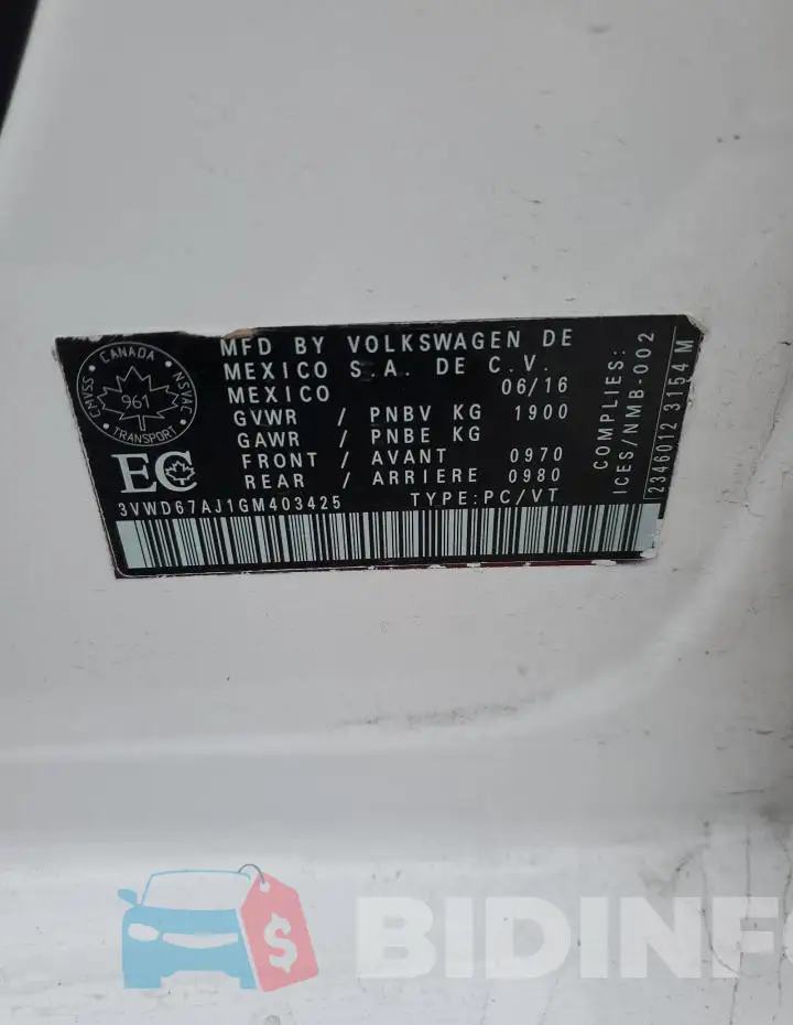 3VWD67AJ1GM403425 Photo# 12