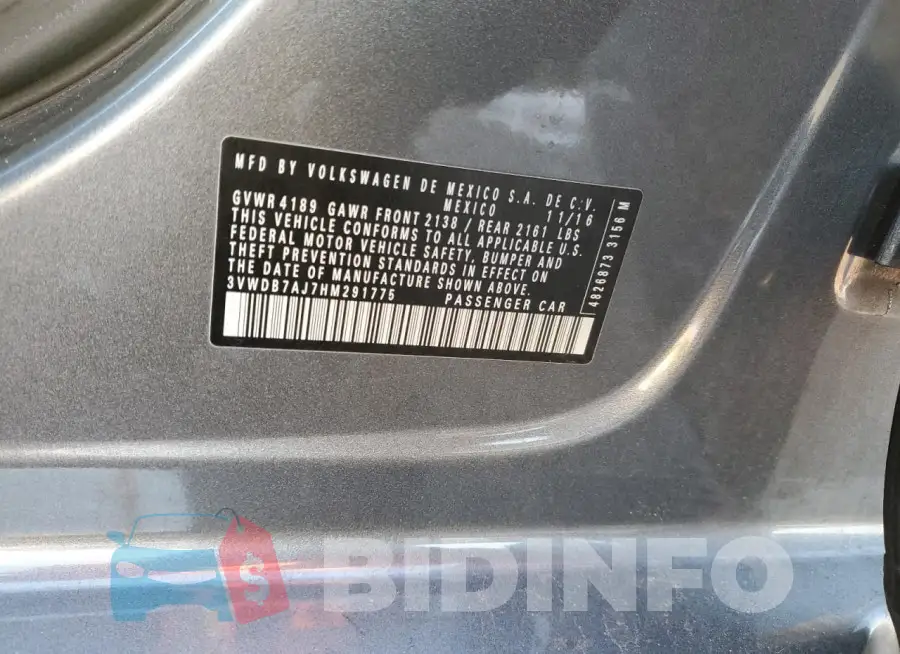 3VWDB7AJ7HM291775 Photo# 12