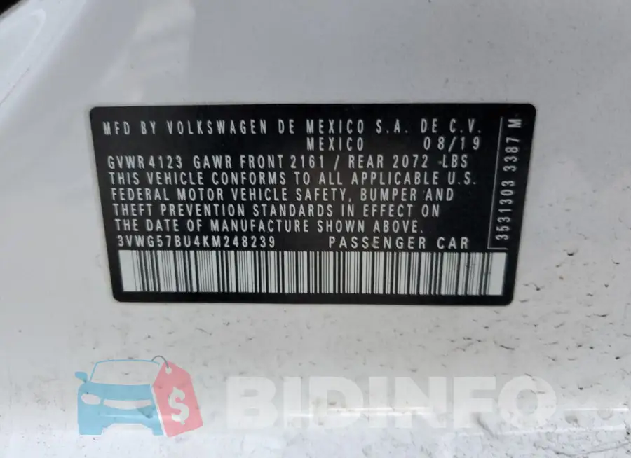 3VWG57BU4KM248239 Photo# 13