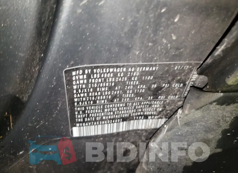 WVGAV7AX3HK024802 Photo# 13