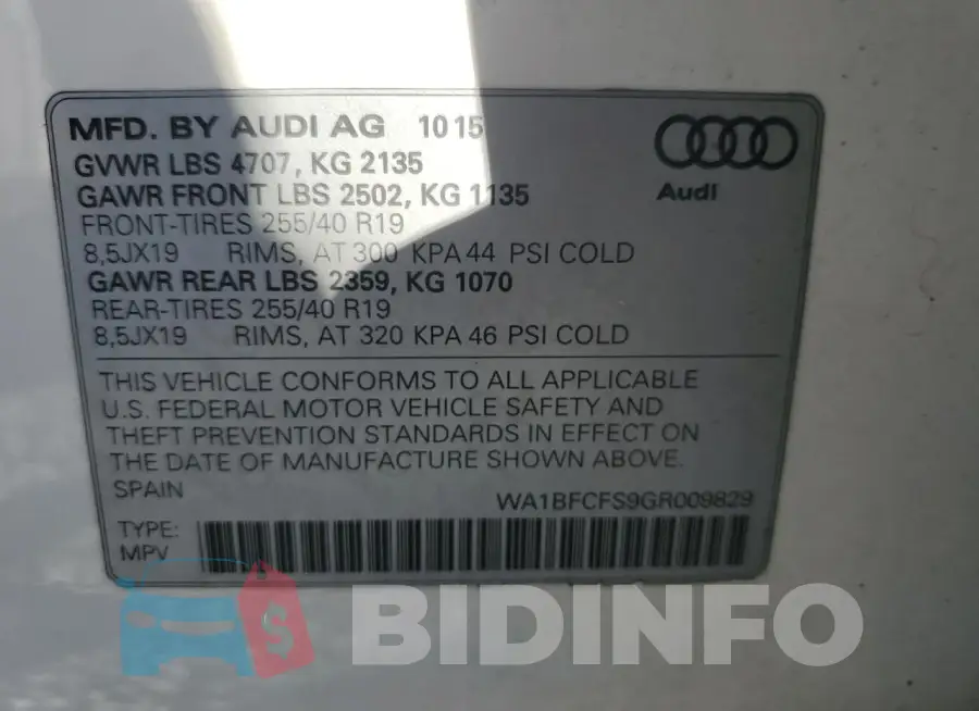 WA1BFCFS9GR009829 Photo# 13