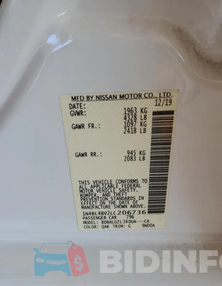 1N4BL4BV2LC206736 Photo# 12