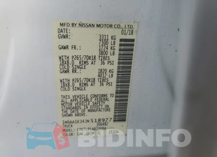 1N6AA1EJ4JN518977 Photo# 12